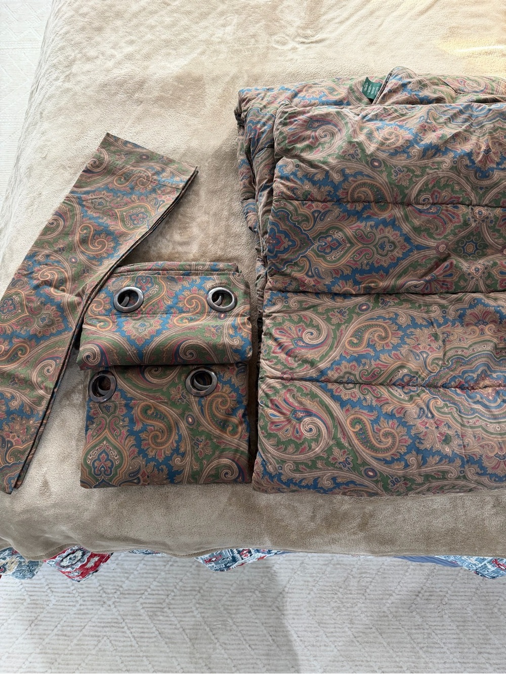 Vtg Ralph Lauren Brianna Paisley Full/Queen Comforter 2 Pillowcases & 2 Drapery
